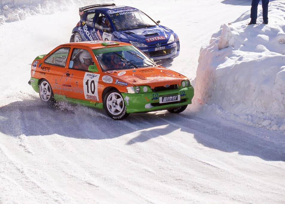 RX Carbon, sniega rallija sacensības ar sporta automašīnām uz sniega ceļa.